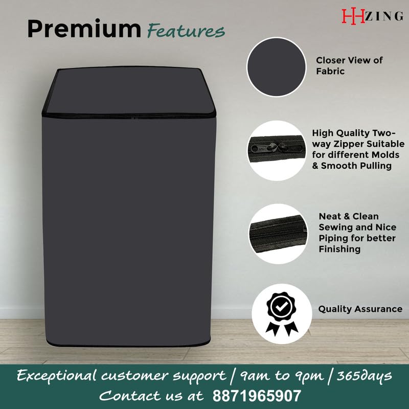 Image of Waterproof Washing Machine Cover Fully Automatic Sutaible for Samsung Model 8.0 kg Ecobubble Top Load, WA80BG4441BG (54 x 56 x 98 cms) Solid Grey Print