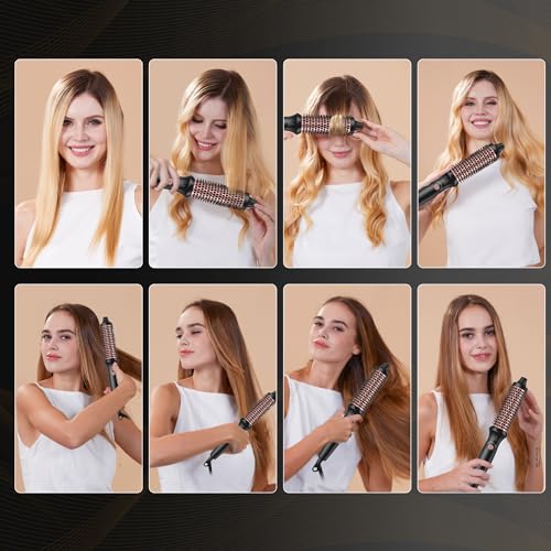 Image of Thermal Brush-Blowout brushs,10 Temperatures LCD Display Upgrade to 400F 1.5 in Heated Round-Brush Curling Iron Heated Ceramic Tourmaline Ionic Comb 110-240V Volum for Any Hair Type