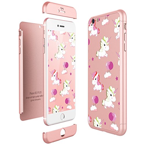 CE-LINK Housse Etui en PC Matière pour iPhone 6 / iPhone 6s, Coque iPhone 6 / iPhone 6s, Ultra-Mince 3 Part 360 Degrés Cover pour Apple iPhone 6 / 6s (4,7 inch) Anti Fine - Or Rose B079GRDLLB