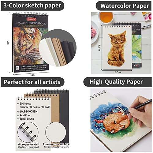 Pandafly P916-80 Pack Drawing Set Sketching Kit, Pro Art Supplies With 3-Color Sketchbook, Watercolor Pad, Colored, Graphite, Charcoal, Metallic Pencil, For Artist Adults Kids Beginner thumb #4