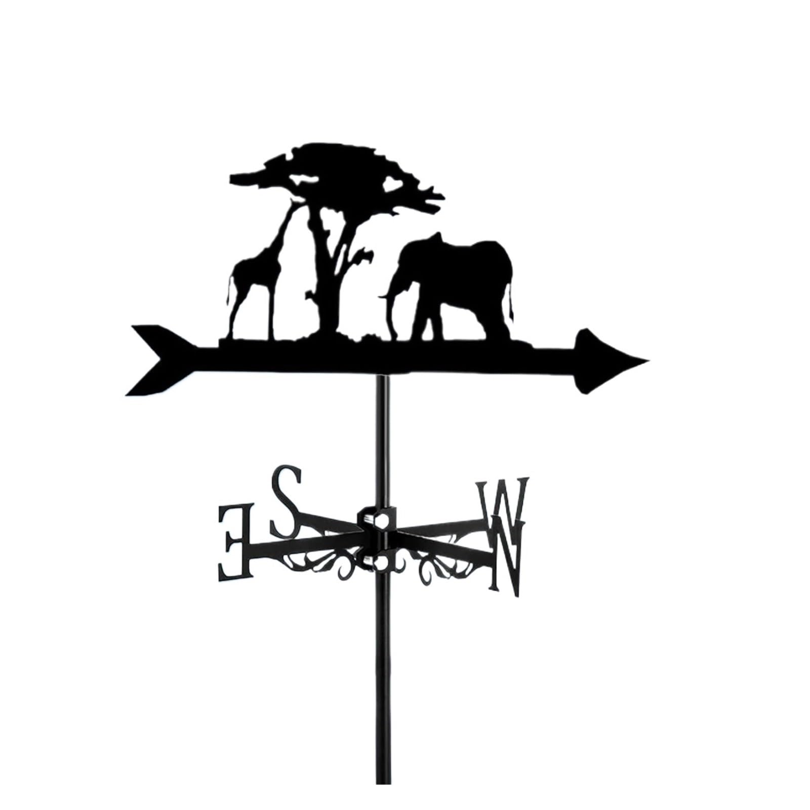 TAXXII Weather Vane Stainless Steel Creative Giraffe Elephant Animal Weathervane with Anti-Rust Coating Farm Scene Garden Stake Direction Indicator Ornament