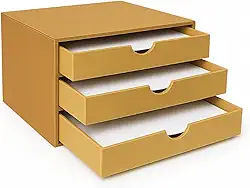 Organizador de Documentos em MDF – Gaveteiro de Mesa com 3 Gavetas para Escritório e Papel A4