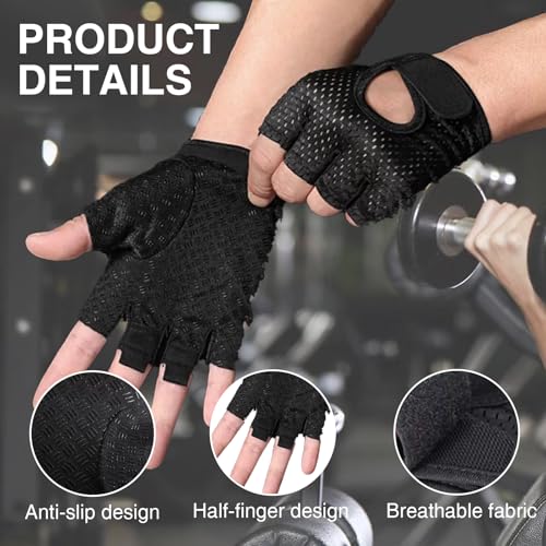 Asheyya Gym Gloves Women, Workout Gloves Men for Weightlifting Cycling Strength Training Fitness (Black) - Image 5