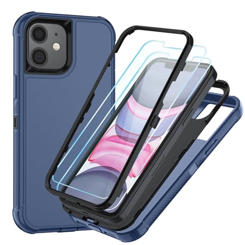 Image of SunStory Compatible with iPhone 11 Case with HD Screen Protector, 3-Layer Heavy Duty Full-Body Cover,3 in 1 Hybrid Protective Case for iPhone 11 6.1 inch,Blue