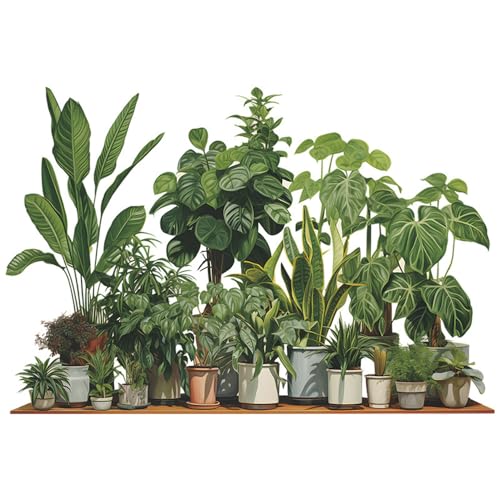HAOHUODUO Tropical Green Plant Potted Tortoiseshell Leaf Wall Sticker Living Room Decoration Decorative Wall Stickers Home Decor Wall Decor 23.2x34.6 Inch