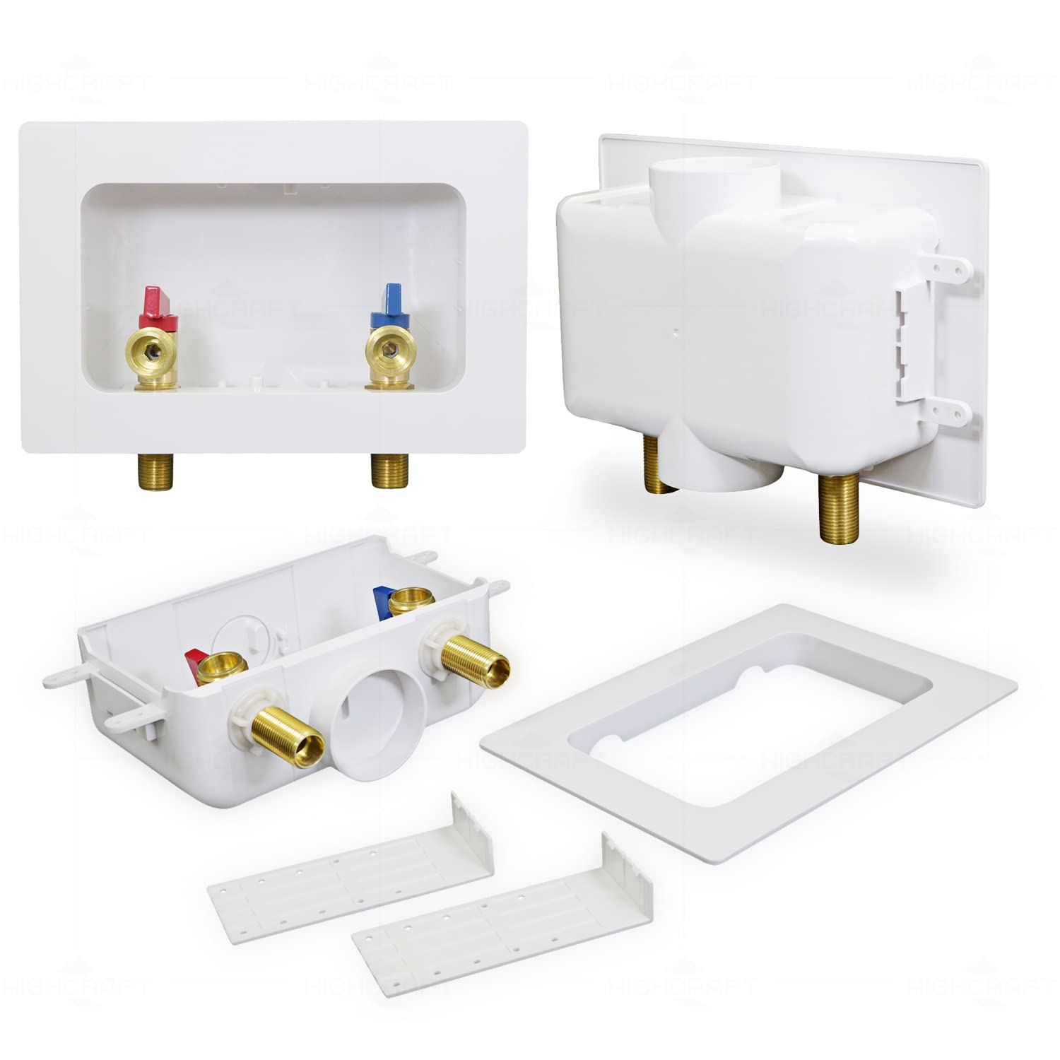 Highcraft TC300-U Lavadora Outlet Box con Válvulas 1/2'' MIP/SWT Blanco ABS