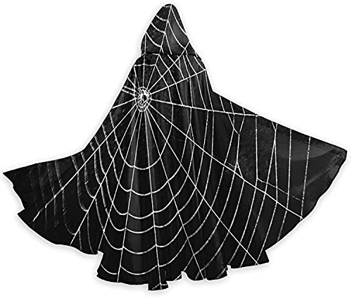 KEROTA Cape à capuche noire pour Halloween - Motif toile d'araignée effrayante - Pour homme et femme - Impression 3D - 2,5 à 190,5 x 180,5 cm Cover