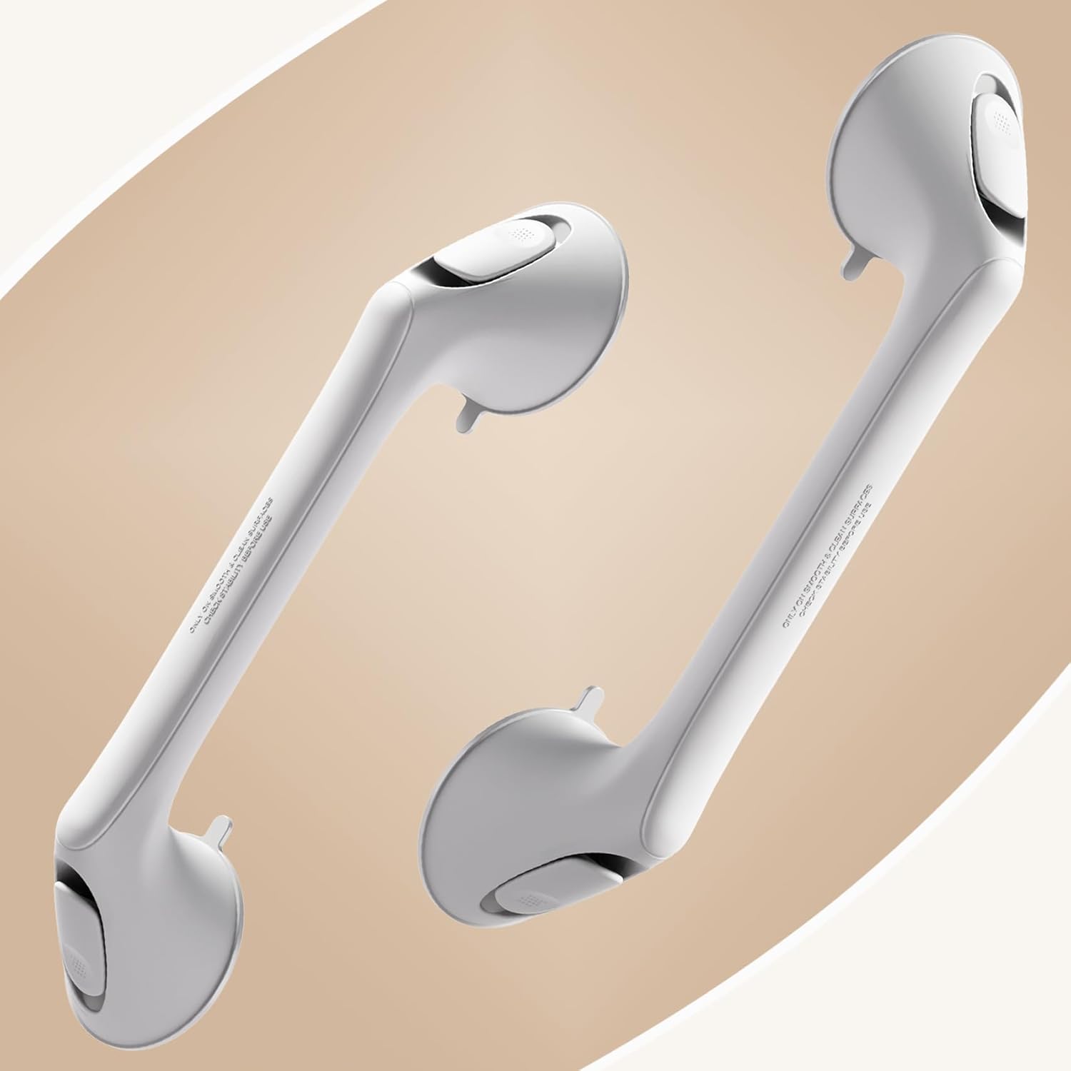 2 Pack 16 Inch Grab Bars for Bathtubs and Showers for Seniors, Heavy Duty Shower Handle for Elderly, Suction Cup Removable Handrails Handicap Bath Grip Bathroom Safety Grips ?White? 16? White