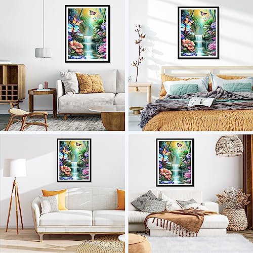 NAIMOER Butterfly Diamond Painting Kits for Adults Full Drill Landscape Diamond Painting DIY 5D Diamond Painting Flowers Diamond Art Kits Picture for Home Wall Decor 30x40cm - Image 3