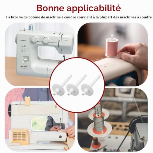 Goupille de bobine de machine à coudre, 3 pièces broche de bobine auxiliaire broches de bobine support de bobine de fil de remplacement pour la plupart des machines à coudre – vue 3