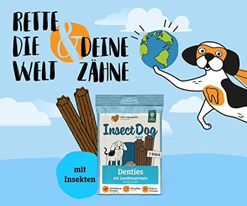 Green Petfood InsectDog Denties (13 x 180 g) | Adult | Premium Kausnack für Hunde | Insektenprotein & Kartoffel | Leckerli, Snack & Zahnpflege in einem | getreidefrei | Ergänzungsfutter | 13er Pack