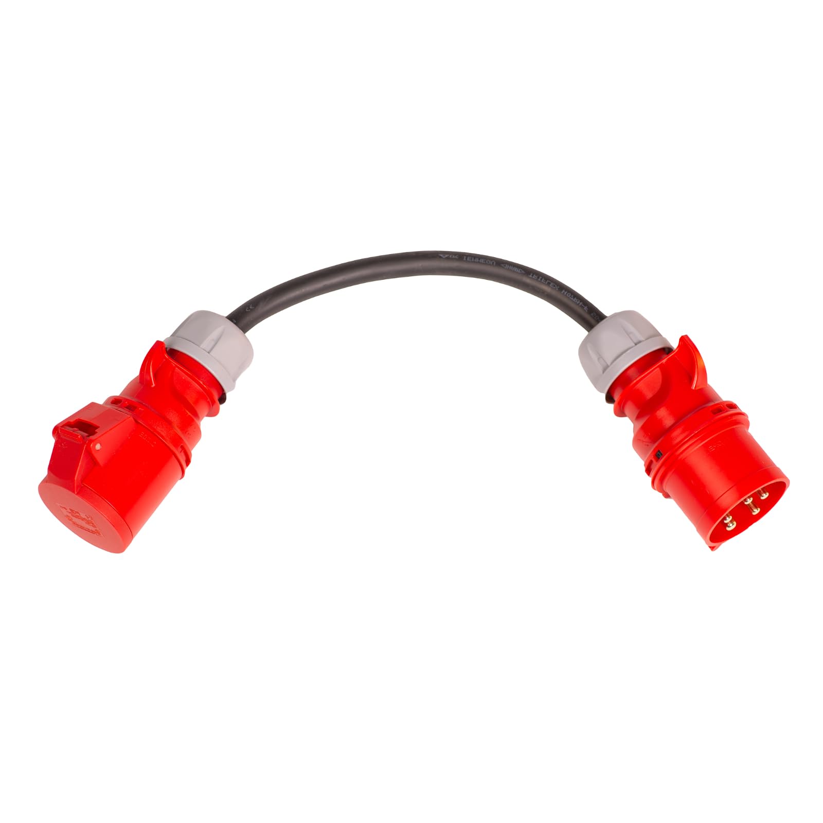 PCE 32Amp 5Pin Plug to 32Amp 4Pin Socket 1 Metre Adaptor