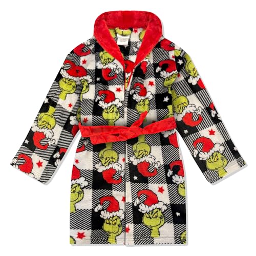 Dr. Seuss The Grinch Fleece Kids Robe - Super Soft Plush Bathrobe for Boys & Girls Perfect for Toddlers & Kids - Sizes 4-10