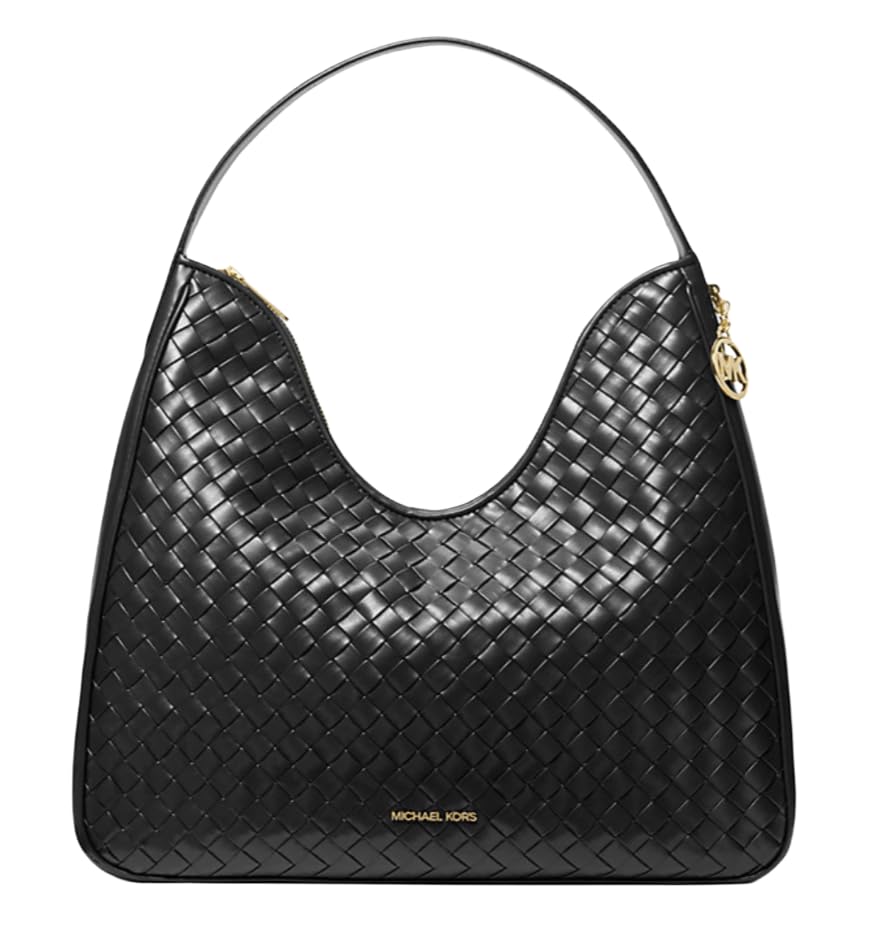 Bolsa Feminina Michael Kors Nayla Média Original – Hobo MK Signature Canvas ou Messenger Couro Pebbled – Bolsa de Ombro ou Transversal Luxo (Black Texture, médio Hobo)