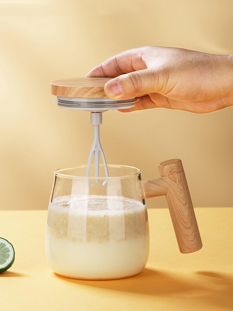 Self Stirring Coffee with Handle 400ml High Speed Borosilicate Glass Electric Mixing Coffee Mug for Brewing Coffee Milk