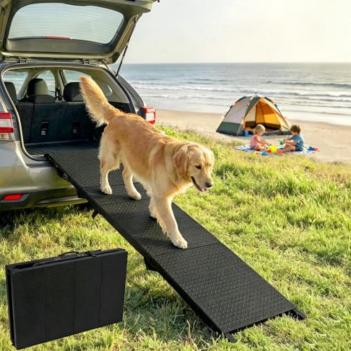 Niubya Foldable Dog Steps & Pet Stairs for Cars SUVs Trucks Portable Lightweight Non-Slip Dog Ramp Supports Up to 113kg - Aluminium Frame with Plastic Tread 180cm Sloped Design 2026