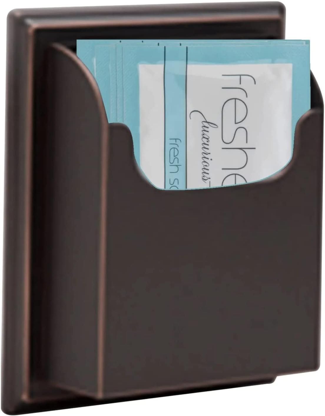 Freshends Wall Mounted Holder - Modern Towelettes Storage, Wipe Organizer for Bathroom with Stick Adhesive Strips - Toilet Must Haves for Bathroom Essentials (Oil Rub Bronze, Regular)