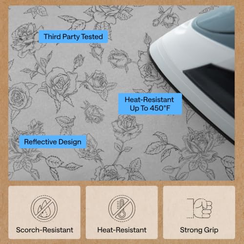 Image of Gorilla Grip Premium Ironing Pad, 28 x 24 Inch, Heat and Scorch Resistant, Magnetic Laundy Pad, Gray Floral
