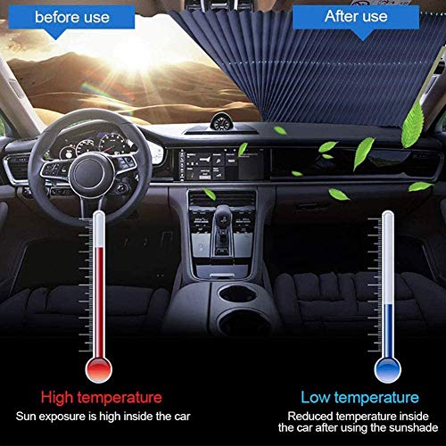 Parasole argentato per auto a fisarmonica - Pieghevole ed estensibile - Parabrezza anteriore e posteriore - Tagliabile - Protezione UV - Fornito con 6 ventose - 130 X 65 cm