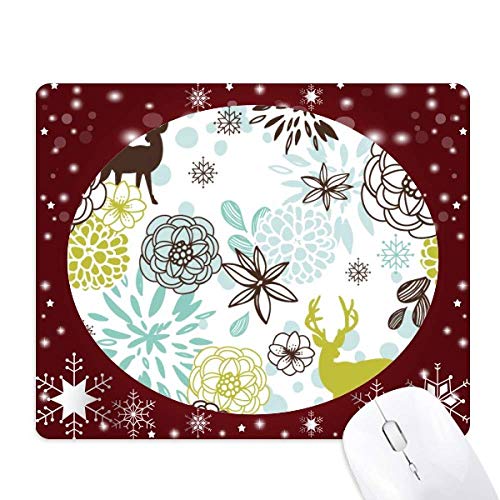Tapis de souris hiver avec cerf et fleurs pour décoration de Noël