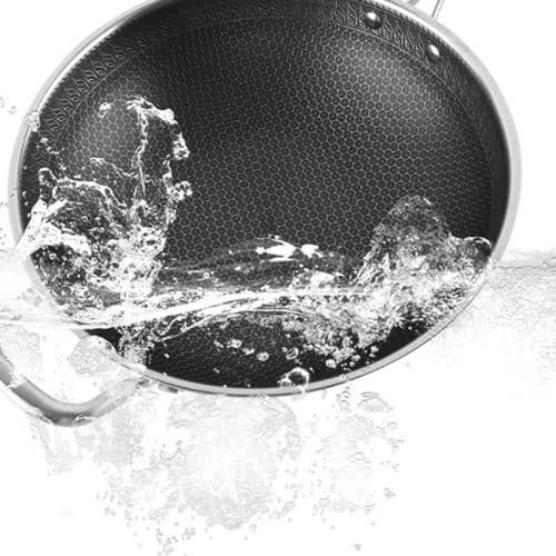 Wok de acero inoxidable con tapa, 13.4 pulg, antiadherente miniatura 5