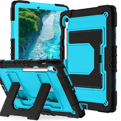 Coque Samsung Tab S9 FE 11" antichoc noire et bleue avec support