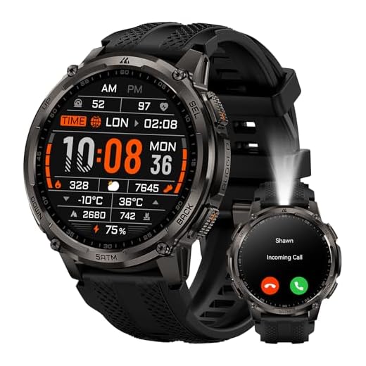 KOSPET Tank T4C Montre Connectée Homme, GPS, Lampe Torche LED et Talkie-Walkie, Corps Entièrement Métallique, 5 ATM & IP69K, Écran AMOLED de 1,5'', Moniteur Sommeil, fréquence Cardiaque et SpO2