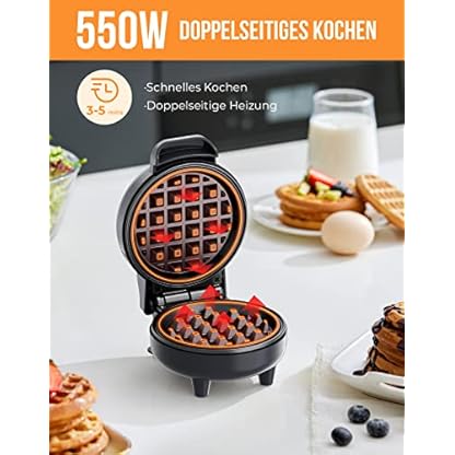 Mini Waffeleisen Belgische Waffel Maschine Kleines Waffeleisen Klassische, für Kindergeburtstage, Familienfeiern, Ostern oder Weihnachten, Niedlich kompaktes Design, 550 Watt, Grau BLAZANT – Bild 3