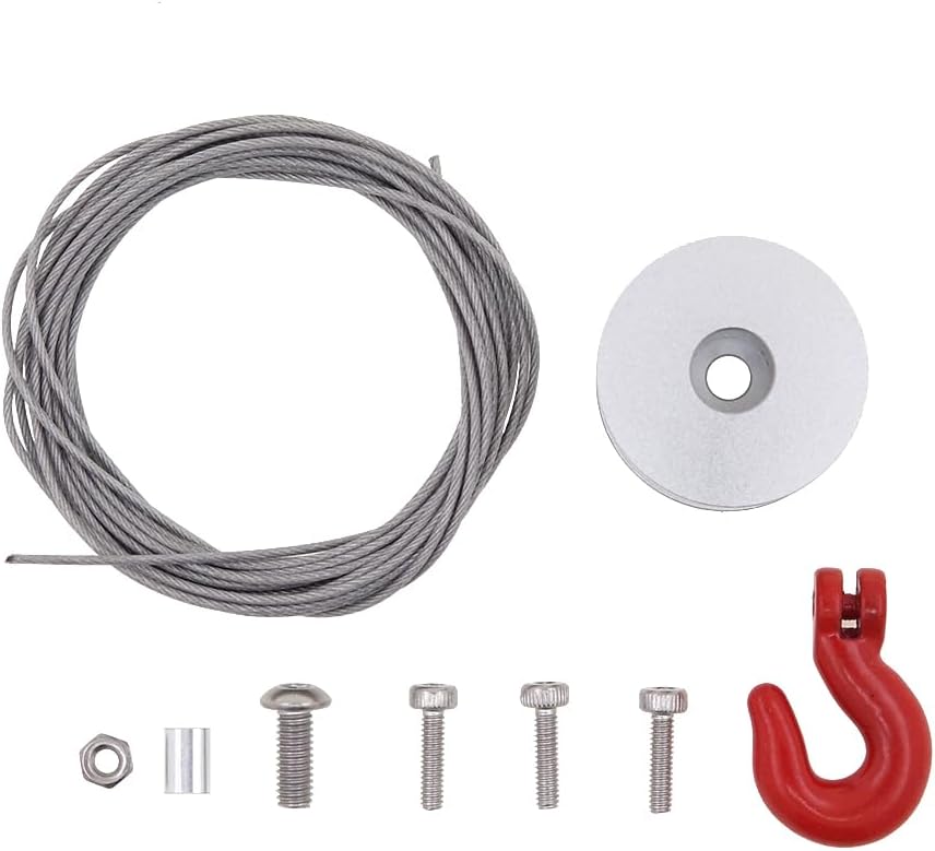 AGFRC 25T RC Winch Spool Kit Set Capstan 210cm Length with Hook for 1/10 1/8 Scale Standard and Low Profile Smart Servo (H16)