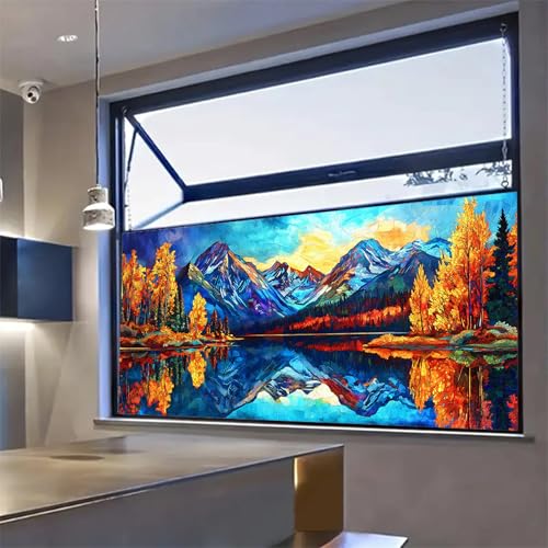 Vinilo decorativo para ventana patrón lago montañoso 39.3x17.7 pulg miniatura 7