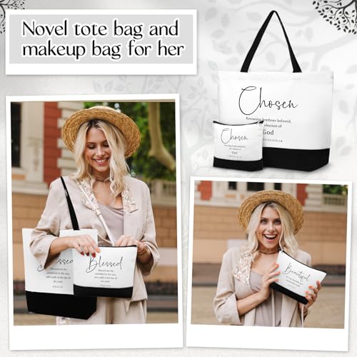 Abbylike 20 Pcs Christian Gift Bags Bible Verse Tote Bag Religious Cosmetic Makeup Bag Gift for Teachers(Bible Words English)4