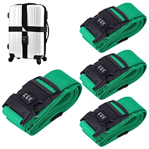 Koffergurt Mit Zahlenschloss,kofferband,koffergurte 4 Stück,koffergurt Kreuzgurt,koffergurt Mit Zahlenschloss Kreuz,Suitcase Strap,Adjustable Luggage Strap (grün) Cover