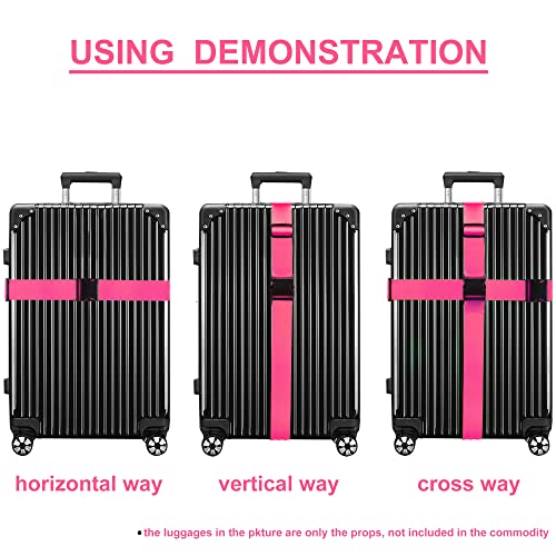 Image of Luggage Straps for Suitcases TSA Approved Travel Belt 4 Pack by Chelmon (Rose Red)