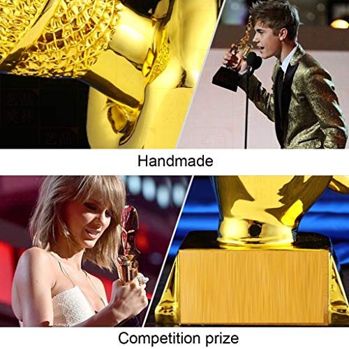 Sculpture Trofeeën Gouden microfoon trofee zingen concurrentie trofee kampioen gastheer trofee woonkamer wijnkast decoratie handgemaakt, hars materiaal (Kleur: Goud, Maat: 13 * 4,5 * 13cm) - Image 5