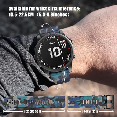 Compatible with Garmin Fenix 6X Pro/7X Pro/7X/6X/5X/5X Plus/3/3 HR Strap, 26mm Quickfit Strap for Descent MK1/Mk2/Mk2i - Image 3