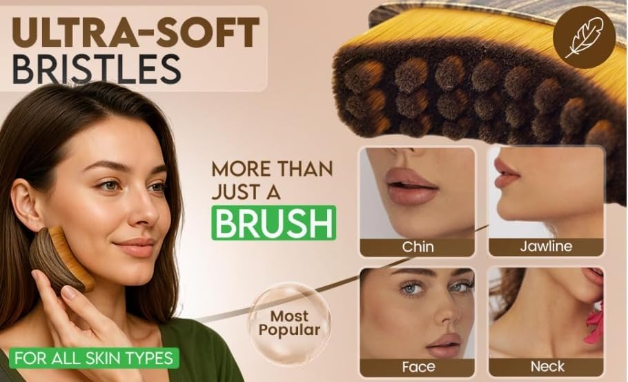 HARIHUB Lymphatic Drainage Face Brush – Facial Sculpting & Jawline Massager for Chin, Neck & Face | Soft Bristle Contour Brush for Puffiness Care & Glow Routine with Travel Case 4