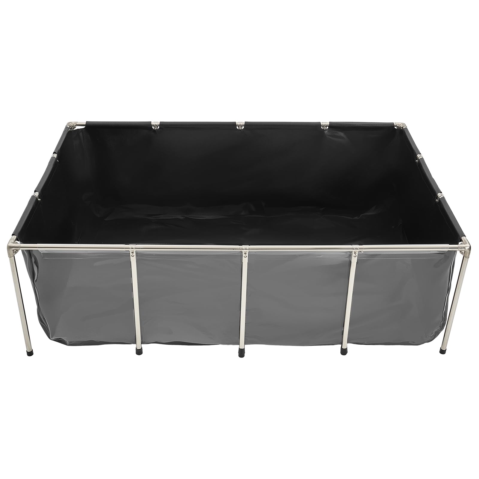 VEVOR Fischteich aus Segeltuch, 1781,3 L Fischtank, PVC-Koi-Tank mit transparentem Sichtfenster, Aquarium mit Edelstahlrahmen & Ablassventil, für Zucht von Koi, Goldfisch (schwarz)