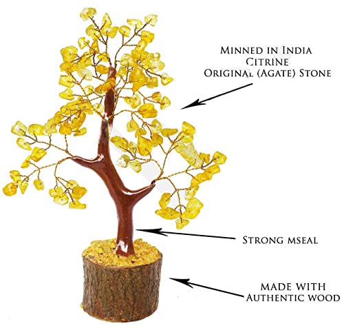 Image of Crystal Natural Citirine Tree | Size 9-10 Inch | 100 Beads | Natural Citrine Tree for Reiki Healing, Vastu Correction, Prosperity and Increased Creativity