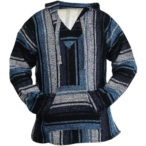 Quarter Zip Pullover Men Mexican Hoodie Hippie Surf Poncho Sweater Sweatshirt Pullover Hoodies with Pocket