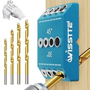 WISSTTE 30 45 90 Degree Angled Drill Guide Jig?All Metal Drill Jig for Multi-Angle Drilling?for Cable Railing Lag Screw Kit Wood Post and Railing Deck Stair Handrail.