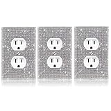 (3PCS) BLING LIGHT SWITCH COVER SILVER RHINESTONE OUTLET COVER SHINY WALL PLATE COVER CRYSTAL SPARKL