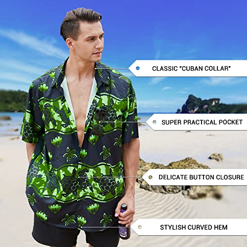 Image of Yoimira Hawaiian Shirts for Men, Print Mens Casual Short Sleeve Button Down Shirts Floral Aloha Beach Shirt