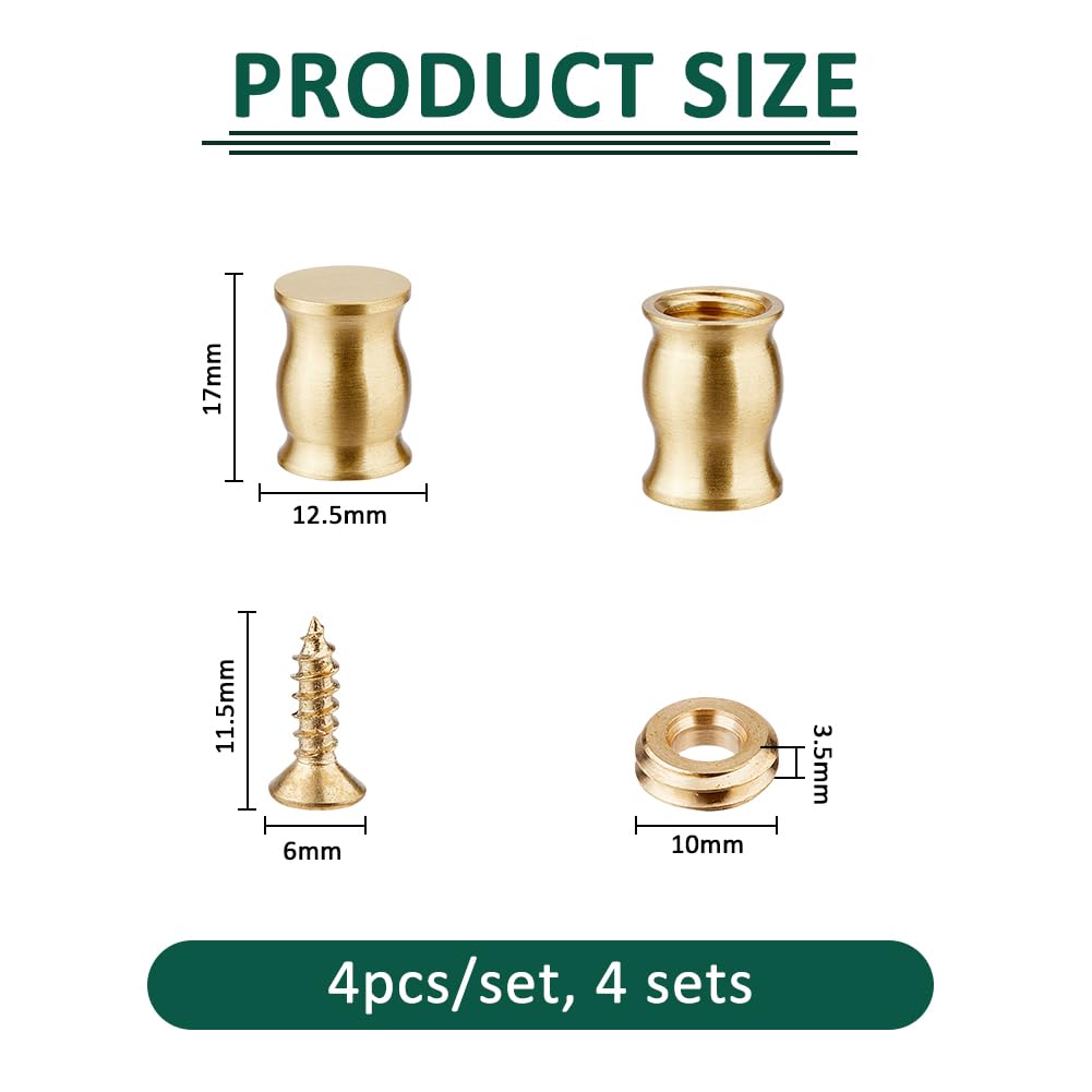 SUPERFINDINGS 4 Sets Brass Cutting Board Feet 12.5x17mm Brass Furniture Pads Chopping Board Feet Set for Kitchen Appliances and All Kinds of Furniture - Image 2