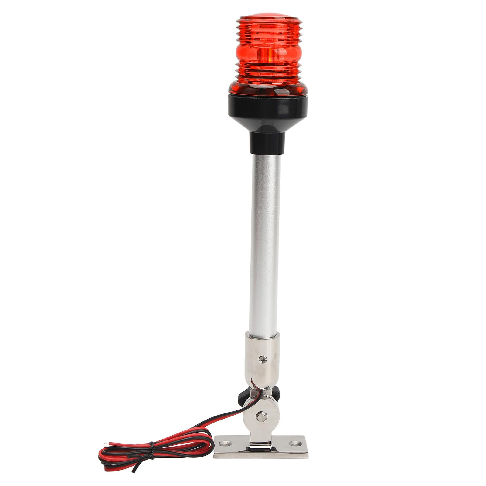 Qqmora Luce di Poppa a LED Pieghevole a 360 Gradi per Barche da Pesca, Yacht, Marine, Base Stabile e Asta per Alta visibilità, Adatta per Uso Marino (Rosso)