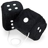 Pair of 3' Hanging Fuzzy Dice by Pudgy Pedro’s Party Supplies (Black)