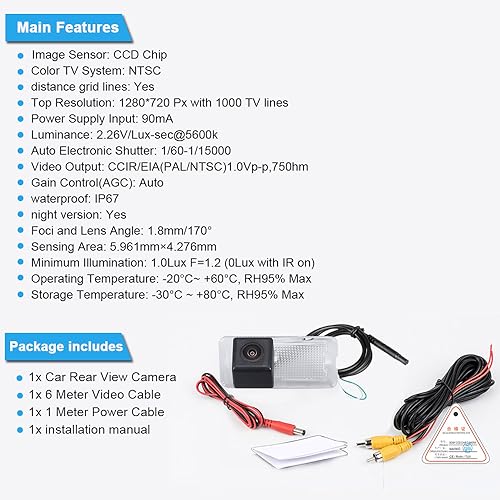 Image of HD Auto Vehicle 170Rear View Parking Aid Reversing System Backup Car Reverse Camera Compatible with Fiat Abrath 500 595 695 500C 595C 695C Rockstar Cabrio Convertible /E-Sport Lounge /Diesel /Petrol /FWD
