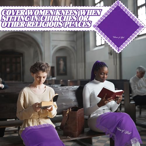 6 Pack 23'' Lap Scarf for Women Church with Lace Christian Satin Handkerchief for Funeral Church Group Skirts4