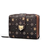 FOXER PVC Faux Leather Wallets for Women, Artificial Leather Monogram Ladies Small Cute Wallet with