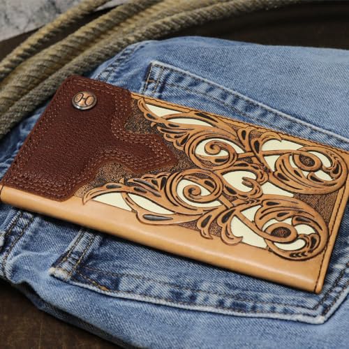 HOOEY Men's Top Notch Tooled Wallet Brown One Size4