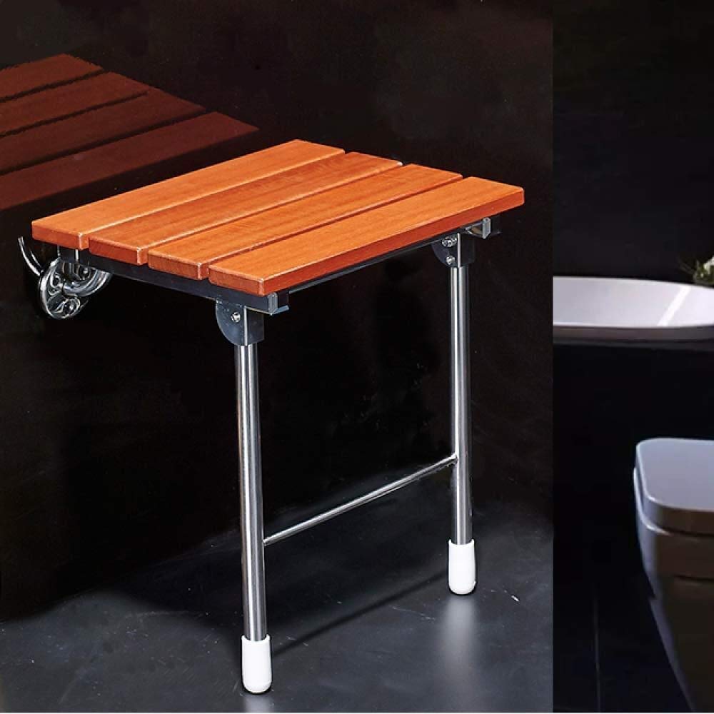Home Essentials, Asiento de Ducha Montado en la Pared Taburete de Madera para Baño Plegable con Patas Abatibles para Discapacitados Discapacitados Max 150 Kg